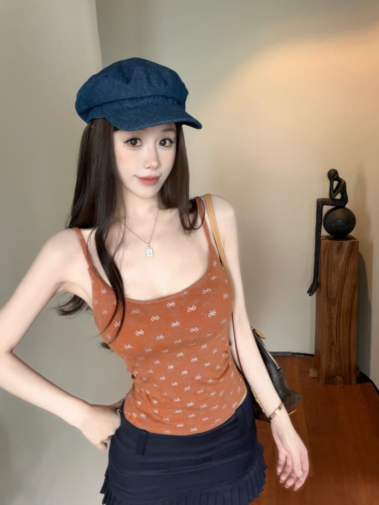 실사 감소되지 않음 핫걸 나비 매듭 캐미솔 여름 몸매 가꾸기 다용도 벨트 가슴 패드 만나는 맨위 상세 이미지 16
