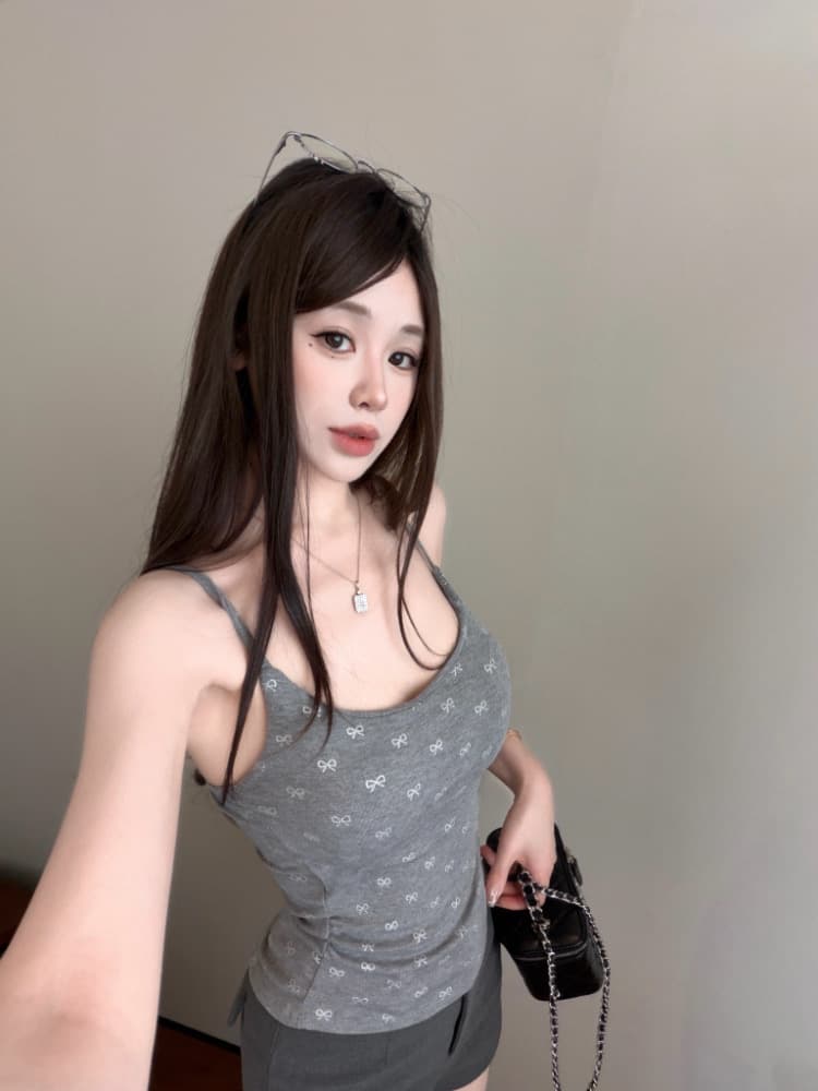 실사 감소되지 않음 핫걸 나비 매듭 캐미솔 여름 몸매 가꾸기 다용도 벨트 가슴 패드 만나는 맨위 상세 이미지 29
