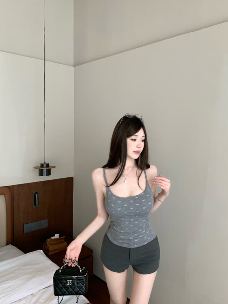 실사 감소되지 않음 핫걸 나비 매듭 캐미솔 여름 몸매 가꾸기 다용도 벨트 가슴 패드 만나는 맨위 상세 이미지 35