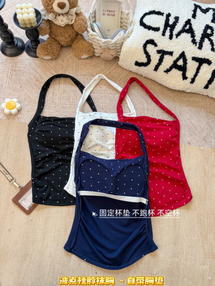 실사 감소되지 않음 핫걸 도트 무늬 행침 목 캐미솔 여름 몸매 가꾸기 다용도 만나는 맨위 상세 이미지 4