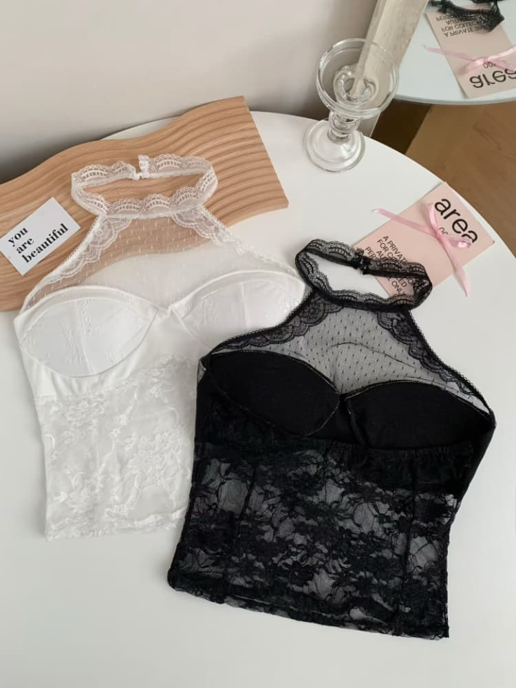 실사 감소되지 않음 순수한 욕망 핫걸 행침 목 레이스 조끼 여성 여름 몸매 가꾸기 벨트 가슴 패드 아름다운 맨위 상세 이미지 3