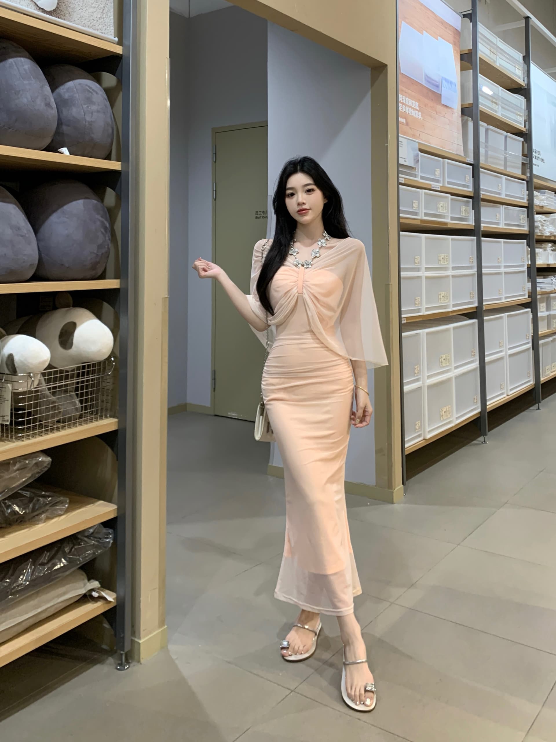 2026 여름 안개 실 꿈 비싼 가스 다이아몬드 단색 부적 하이웨이스트 타이트 스커트 드레스 순수한 욕망 인어 꼬리 슬림해 보이는 치마 여성 상세 이미지 7