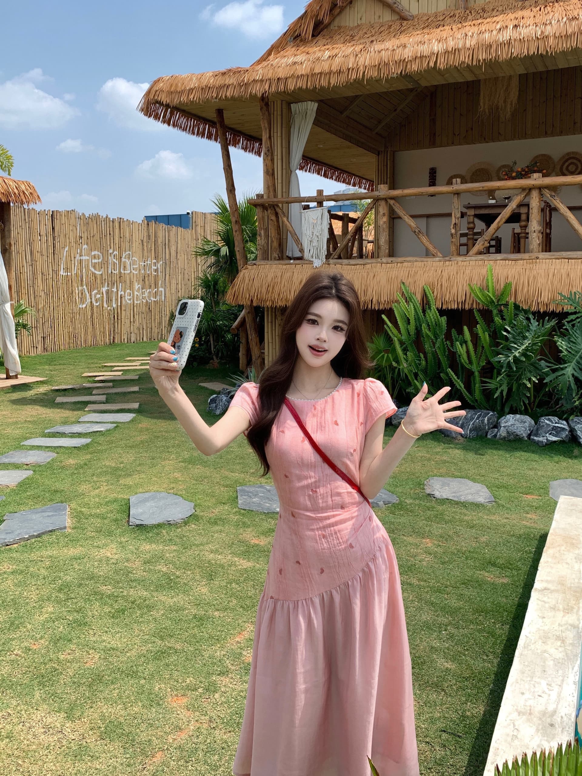 빅 사이즈 프랑스식 드레스 여성 의류 여름 2026 새로운 허리 수축 슬림해 보이는 디스플레이 화이트 연령 감소 고급 센스 중 롱 스커트 여성 상세 이미지 9