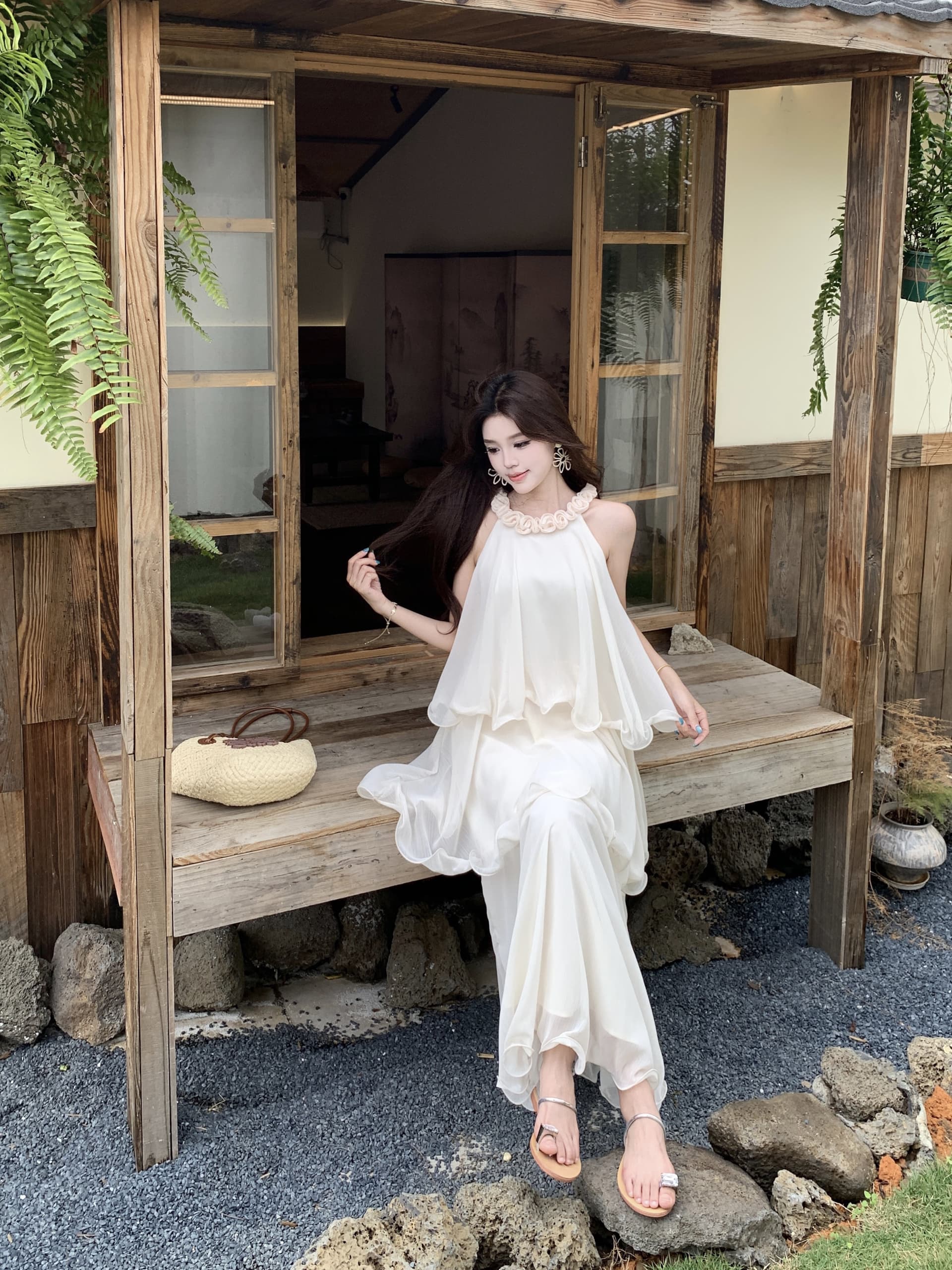 빅 사이즈 프랑스식 휴가 바람 명문 여성 천 골드 쉬폰 케이크 드레스 품격 민소매 여성 드레스 여름 슈퍼 요정 치마 상세 이미지 11