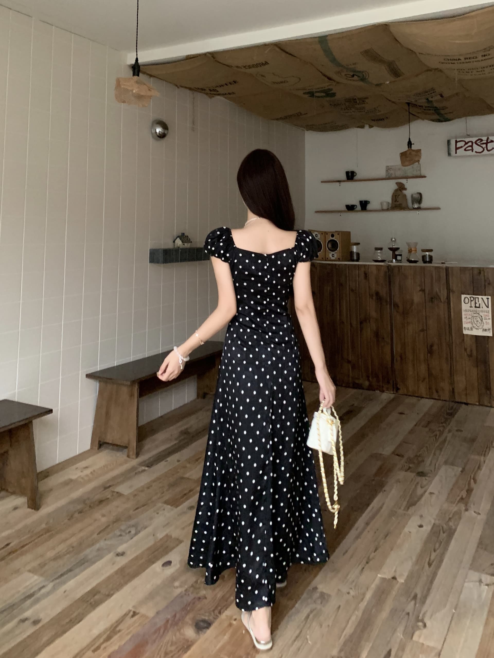 빅 사이즈 휴가 바람 디자인 센스 단색 프랑스식 도트 무늬 작은 날다 소매 여성 드레스 여름 허리 수축 슬림해 보이는 A라인 스커트 상세 이미지 32