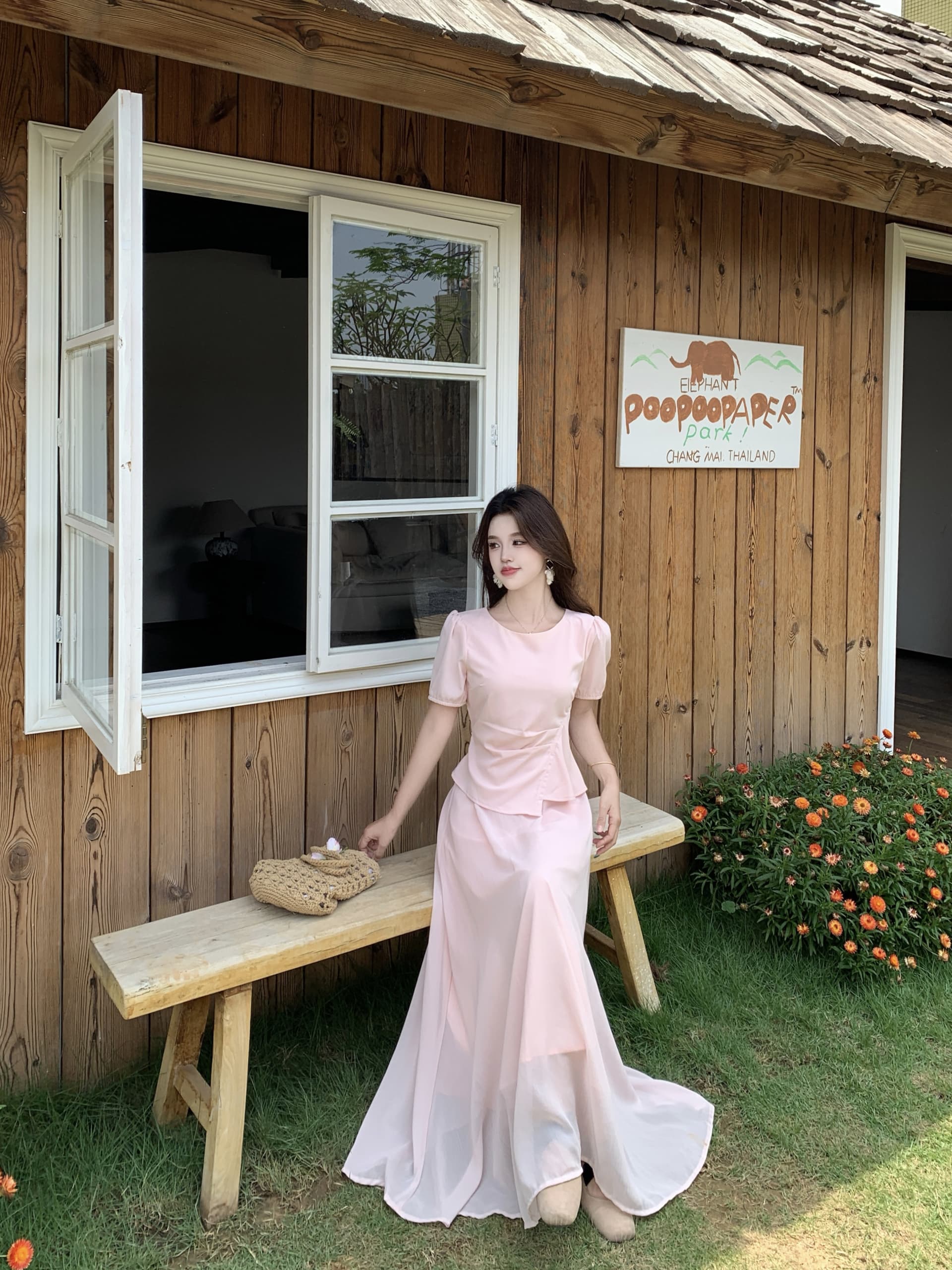 빅 사이즈 마이크로 지방 mm 뮤즈 치마 한 부서 페이크 레이어드 드레스 부드러운 롱 스커트 여성 여름 품격 핑크색 드레스 상세 이미지 11