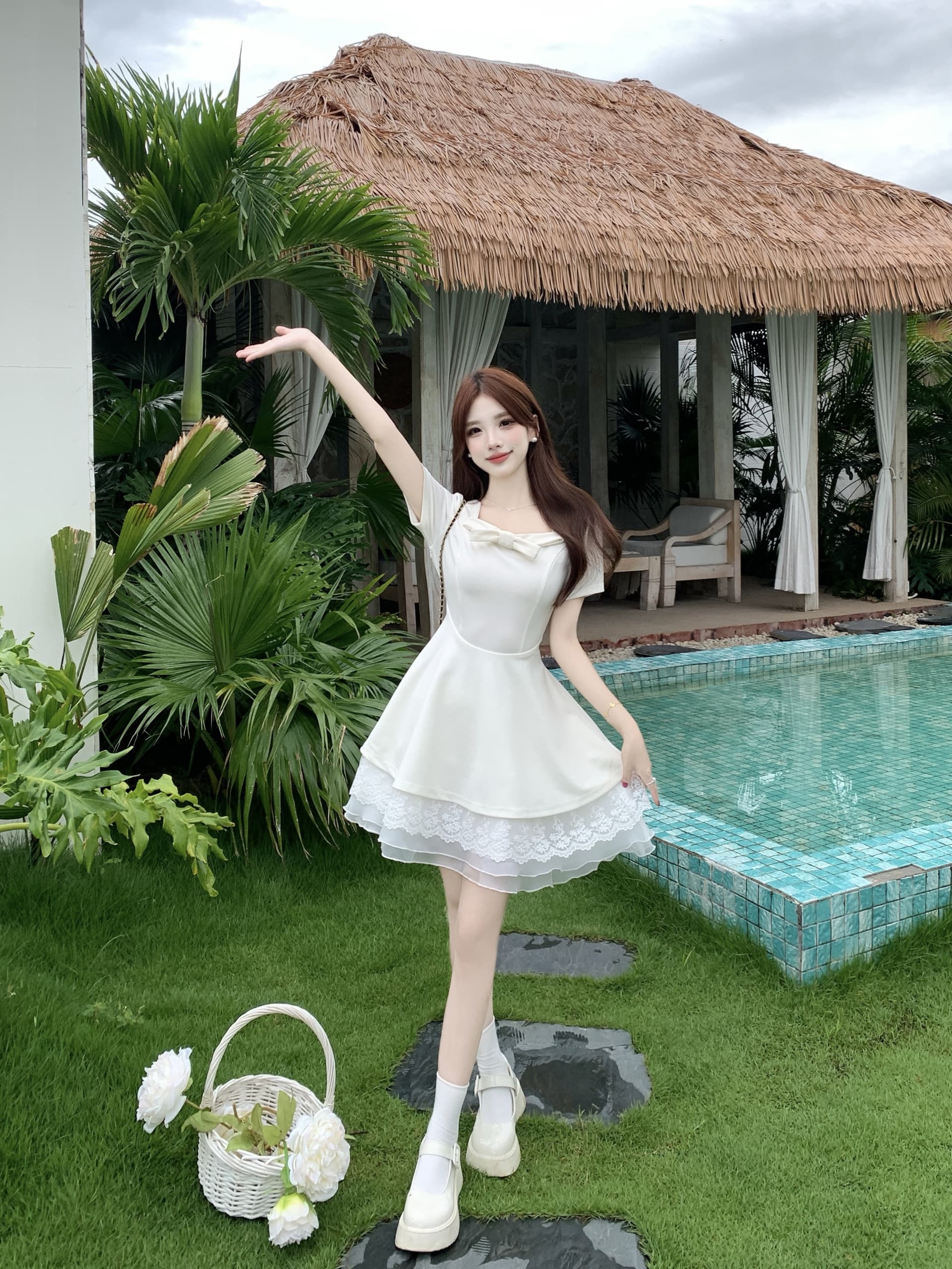 빅 사이즈 몽환 공주 마이크로 지방 mm 공주 바람 광장 칼라 학원 레이스 조각 품격 허리 수축 슬림해 보이는 여성 드레스 상세 이미지 12