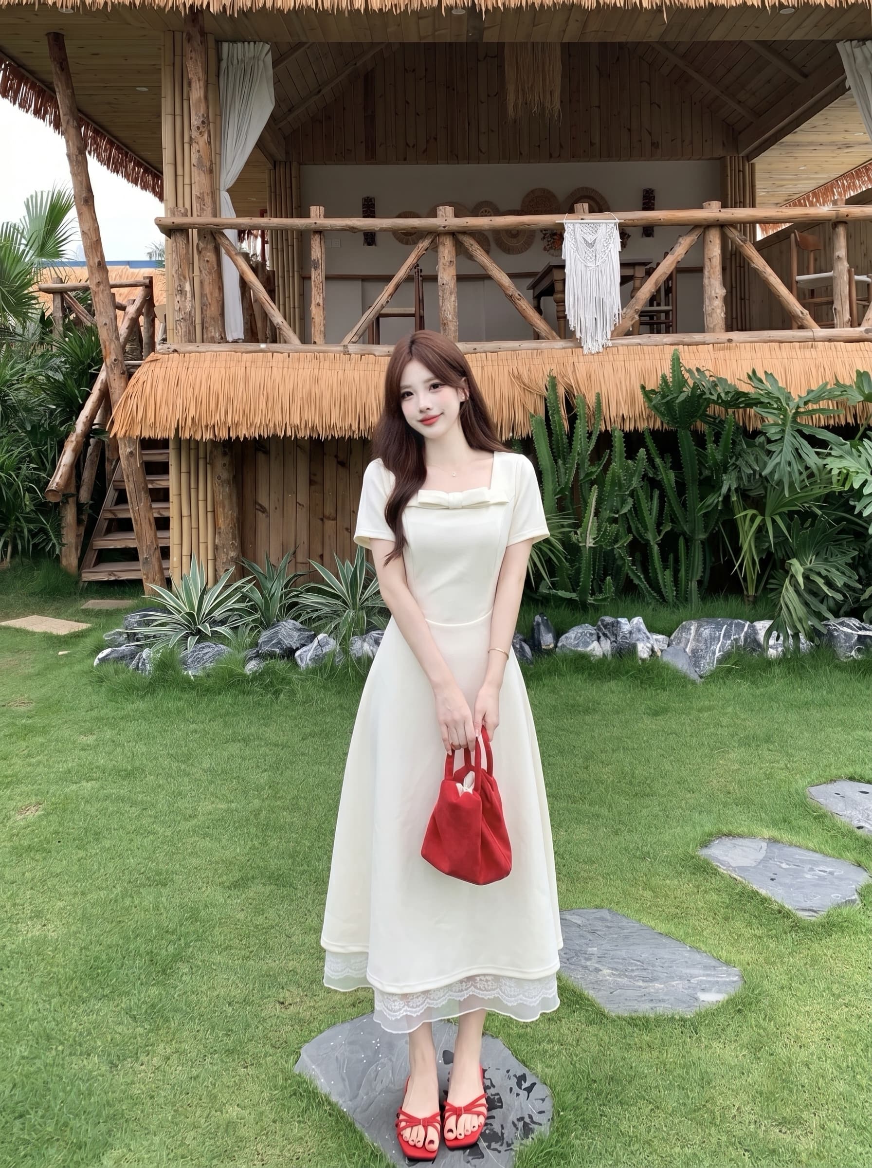 빅 사이즈 몽환 공주 마이크로 지방 mm 공주 바람 광장 칼라 학원 레이스 조각 품격 허리 수축 슬림해 보이는 여성 드레스 상세 이미지 19