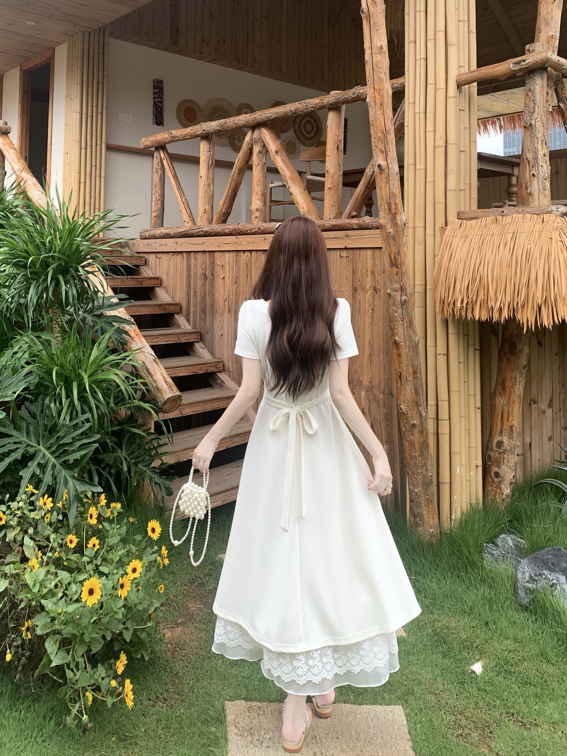빅 사이즈 몽환 공주 마이크로 지방 mm 공주 바람 광장 칼라 학원 레이스 조각 품격 허리 수축 슬림해 보이는 여성 드레스 상세 이미지 26