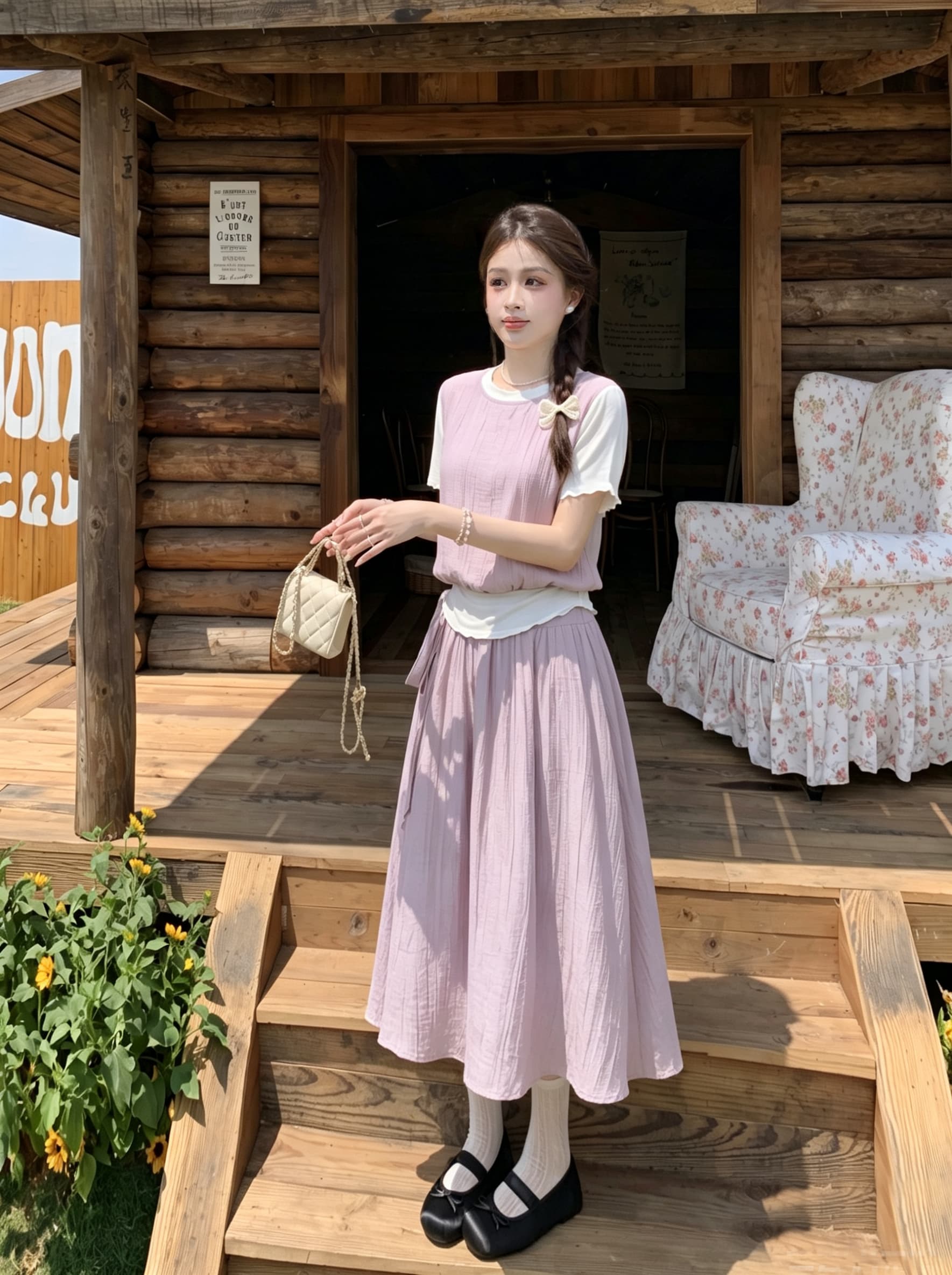 빅 사이즈 한 여성 오는 마이크로 지방 한 부서 달콤함 품격 망사 페이크 레이어드 맨위 반 스커트 얇고 가벼운 슬림해 보이는 세트 여성 이미지 3