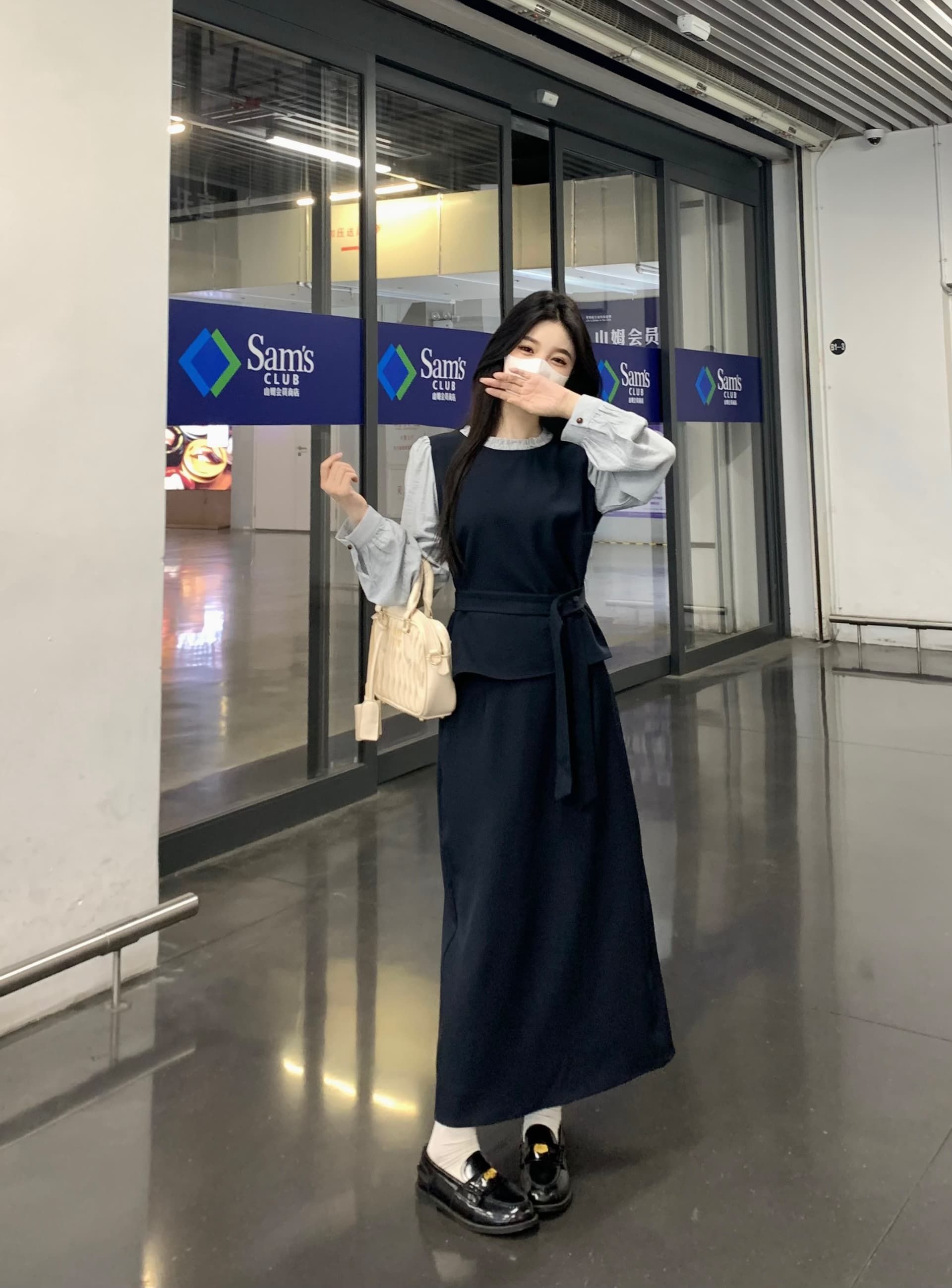 빅 사이즈 한 부서 페이크 레이어드 셔츠 반신 스커트 두 조각 여성 세트 2026 가을 새로운 고급 센스 품격 세트 드레스 상세 이미지 13