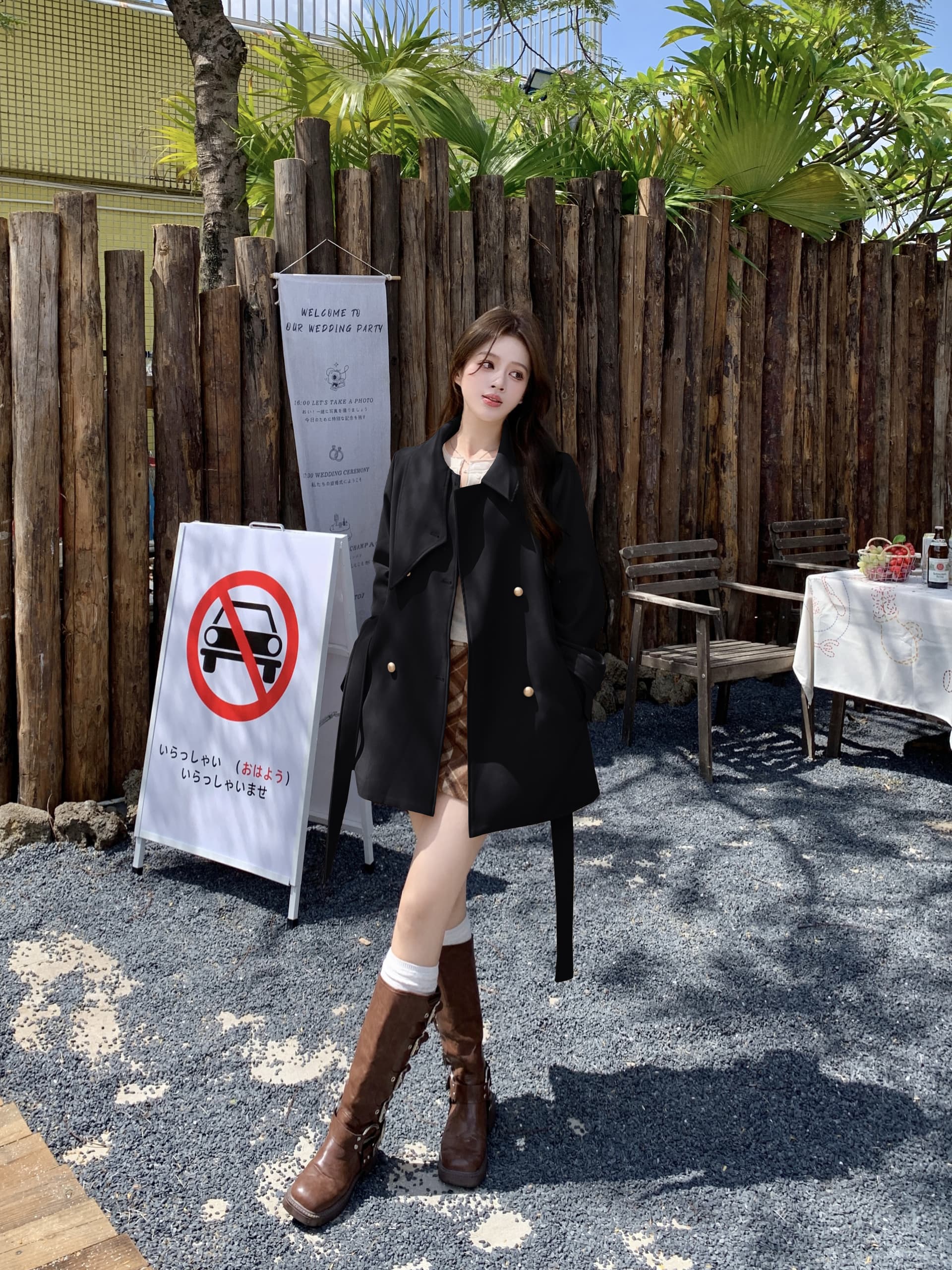 빅 사이즈 가을 한국 드라마 여성 주님 명문 여성 바람 인터넷 유명인 폭발 슬림해 보이는 목도리 디자인 검정색 재킷 재킷 여성 의류 코트 상세 이미지 6