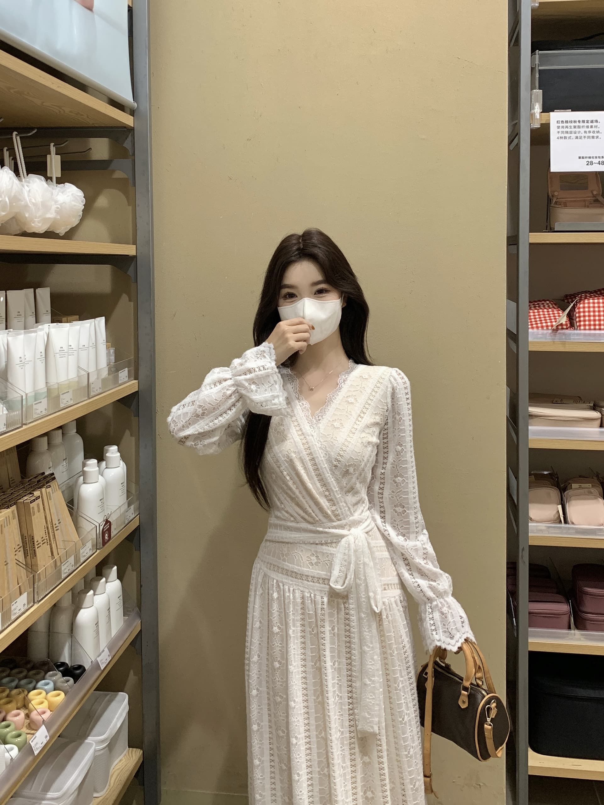 빅 사이즈 가을 겨울 새로운 프랑스식 털이 있는 레트로 디자인 센스 품격 허리 수축 슬림해 보이는 긴팔 V넥 드레스 상세 이미지 14