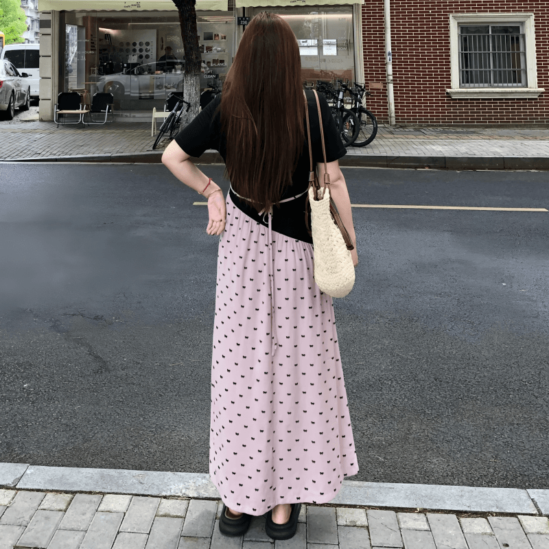 빅 사이즈 품격 패치워크 배색 페이크 레이어드 여성 드레스 여름 지방 mm 슬림해 보이는 도루 센스 도트 무늬 슈퍼 잘 생긴 치마 이미지 3