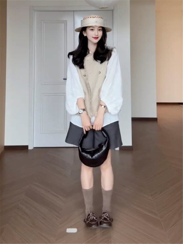 빅 사이즈 여성 의류 프랑스식 술 측면 작은 샤넬 스타일 베스트 2026 봄 새로운 루즈핏 스택 착용 조끼 재킷 맨위 상세 이미지 6