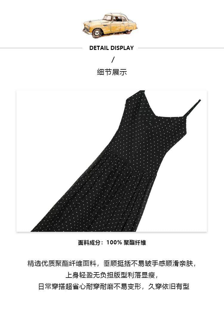 빅 사이즈 여성 의류 프랑스식 레트로 낭만주의 도트 무늬 슬립 드레스 상세 이미지 2