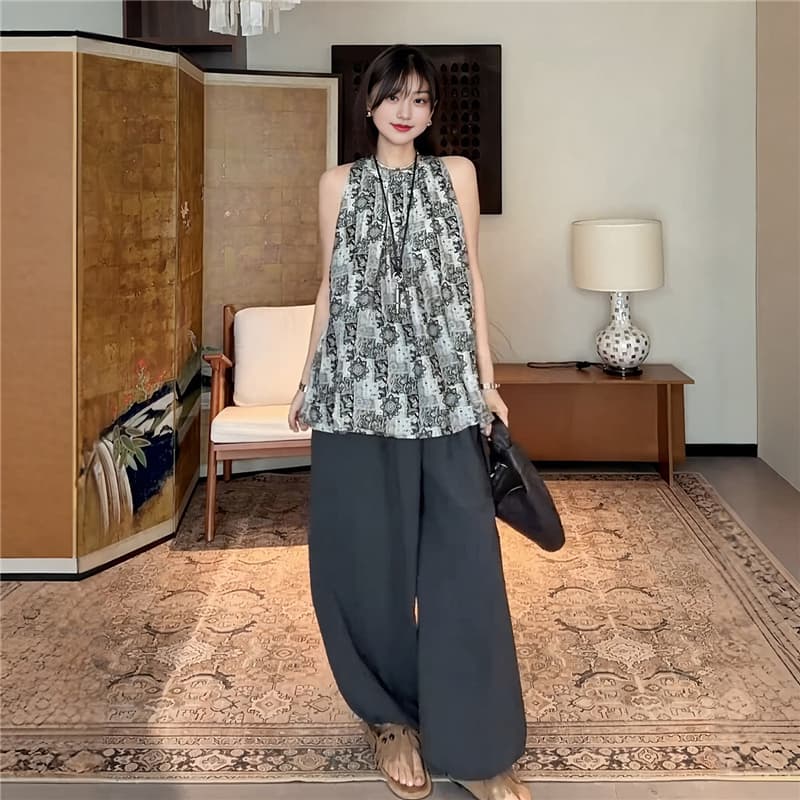 빅 사이즈 레트로 디자인 센스 행침 목 캐미솔 여름 마이크로 지방 mm 표지 대리인 우유 인사이드 가져 가라. 외출용 민소매 맨위 이미지 3