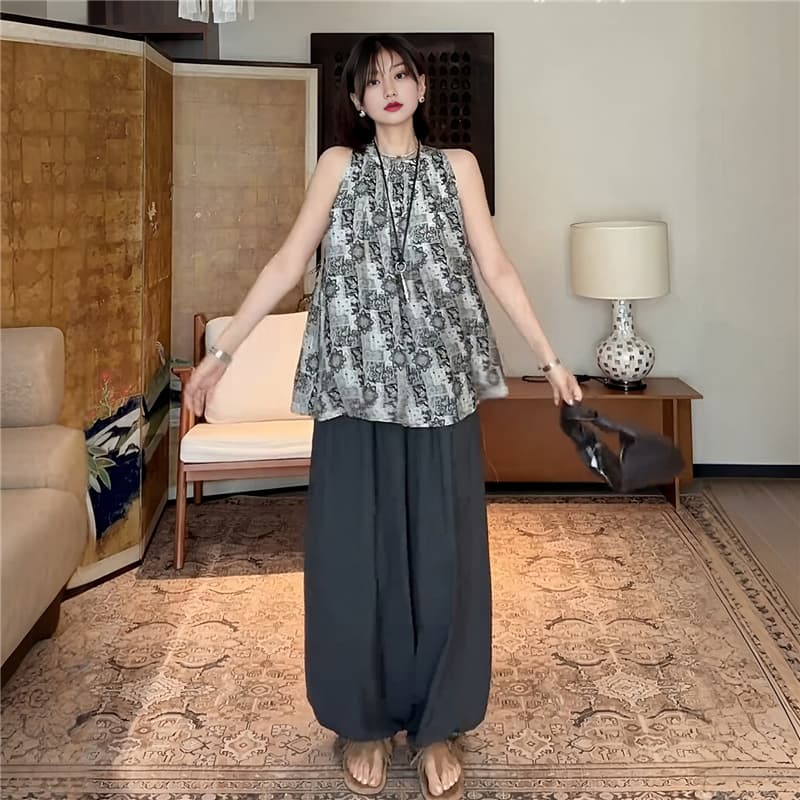 빅 사이즈 레트로 디자인 센스 행침 목 캐미솔 여름 마이크로 지방 mm 표지 대리인 우유 인사이드 가져 가라. 외출용 민소매 맨위 이미지 5