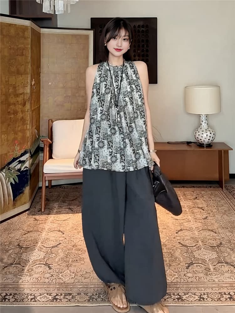 빅 사이즈 레트로 디자인 센스 행침 목 캐미솔 여름 마이크로 지방 mm 표지 대리인 우유 인사이드 가져 가라. 외출용 민소매 맨위 상세 이미지 4