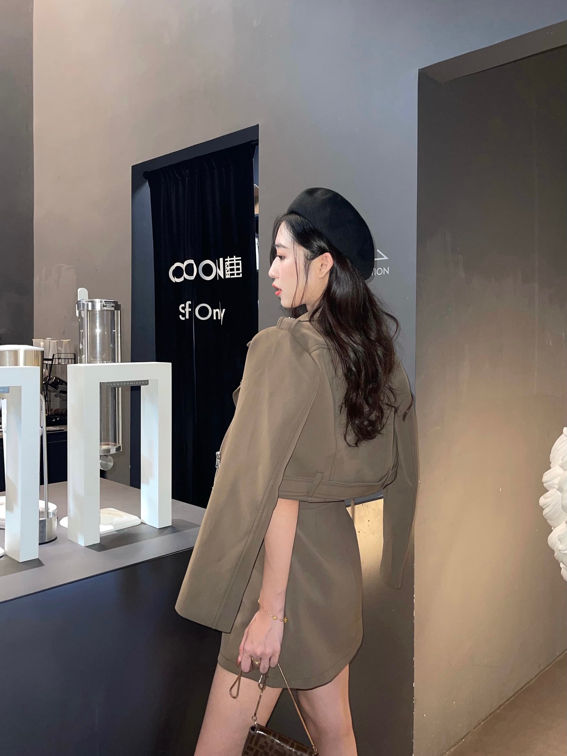 실사 빅 사이즈 지방 mm 봄 오토바이 튀김 거리 품격 짧은 외투 하이웨이스트 반신 치마 세트 상세 이미지 9
