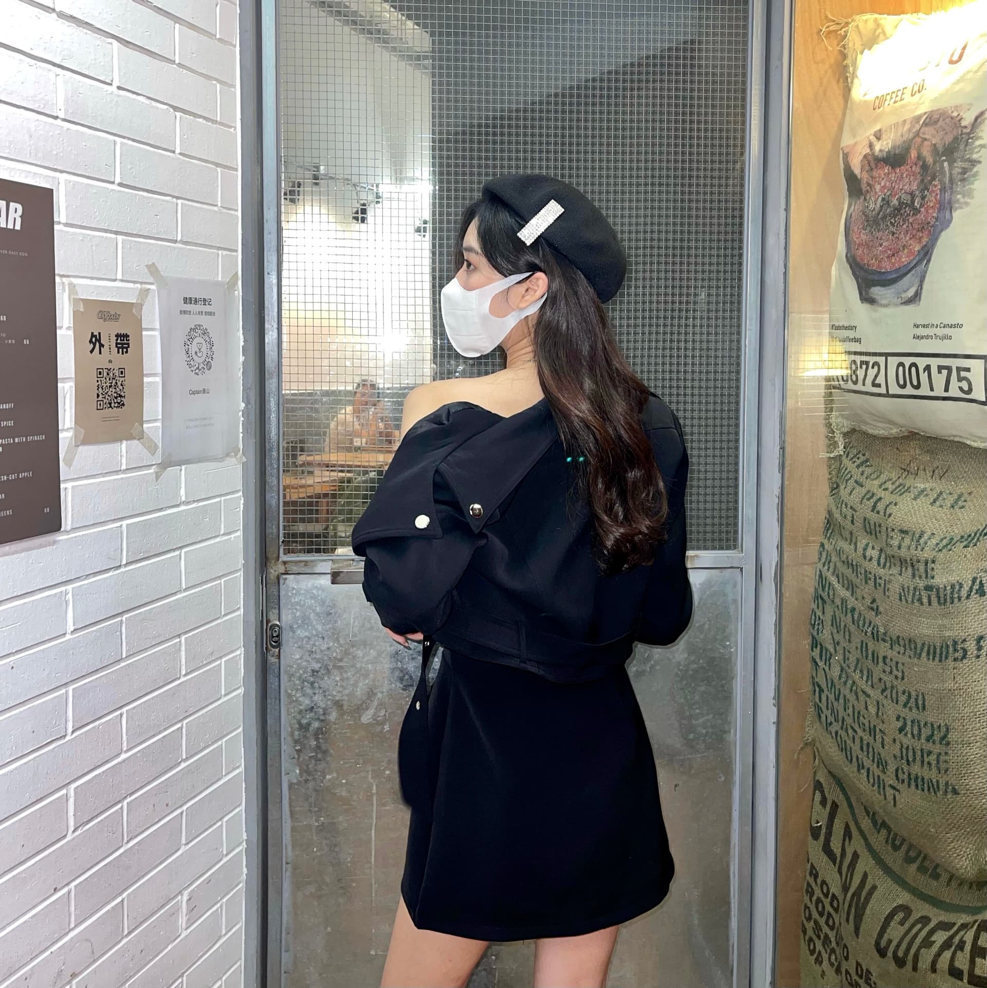 실사 빅 사이즈 지방 mm 봄 오토바이 튀김 거리 품격 짧은 외투 하이웨이스트 반신 치마 세트 상세 이미지 15