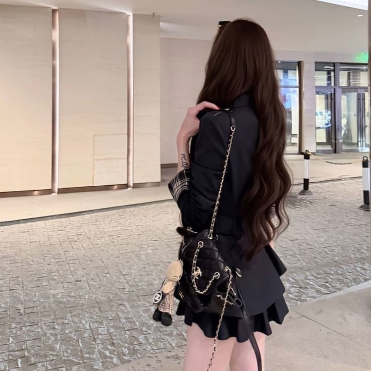 태어난 주인공 yeye 이른 가을 한 부서 천 금빛 바람 허리 수축 슬림해 보이는 품격 패션 세트 이미지 3