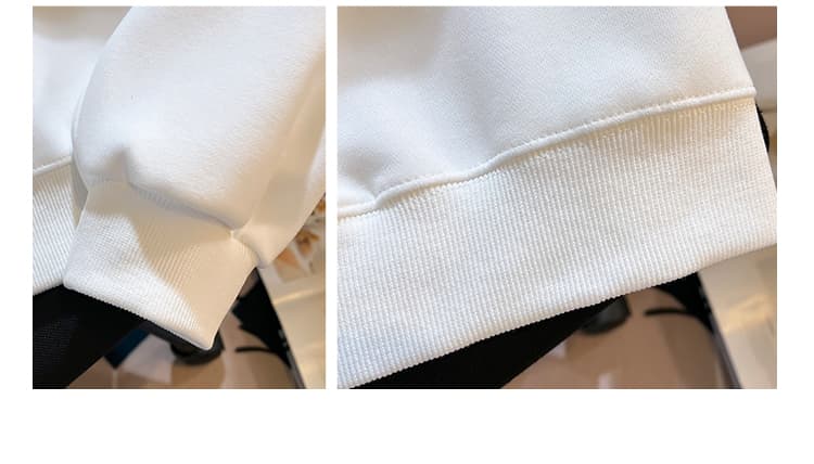 실사 데님 칼라 레이스업 페이크 레이어드 polo 후드티 여성 학원 스타일 숫자 자수 루즈핏 쇼트 스타일 맨위 상세 이미지 9