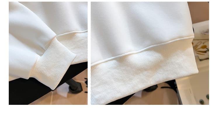 실사 도트 무늬 이중층 POLO 칼라 후드티 여성 닥스 훈트 자수 루즈핏 한 부서 학원 스타일 연령 감소 긴팔 맨위 상세 이미지 9