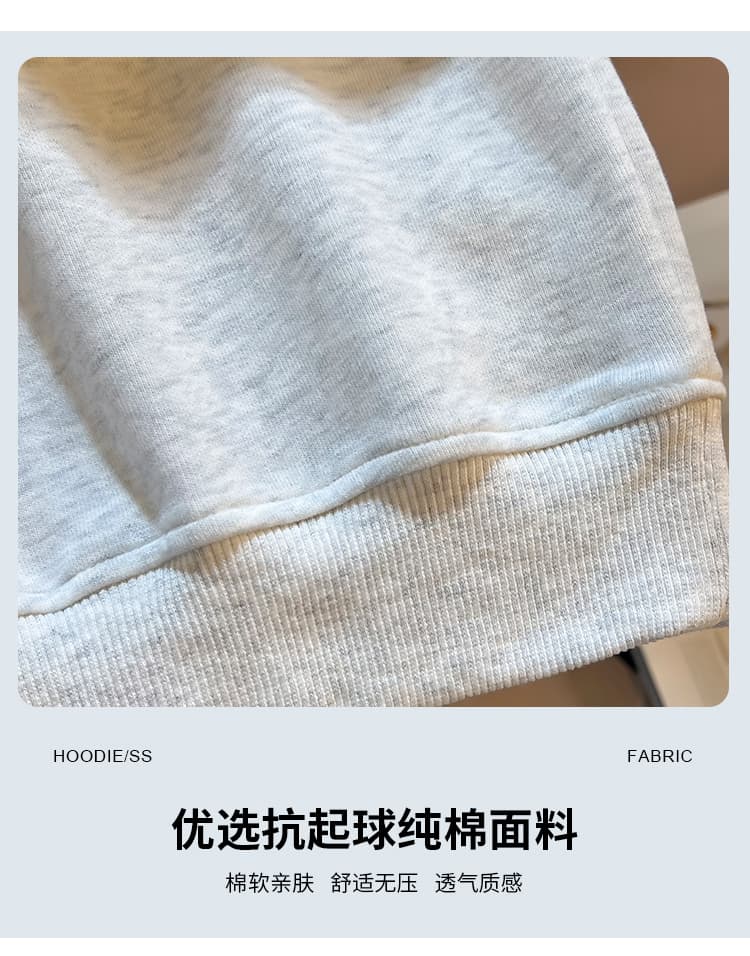 실사 2026 한 부서 학원 스타일 해군 칼라 흔들어서 말 자수 넥타이 느긋한 루즈핏 풀오버 쇼트 스타일 후드티 상세 이미지 6