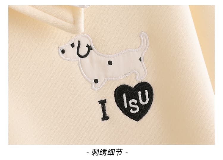 실사 도트 무늬 이중층 POLO 칼라 후드티 여성 닥스 훈트 자수 루즈핏 한 부서 학원 스타일 연령 감소 긴팔 맨위 상세 이미지 22