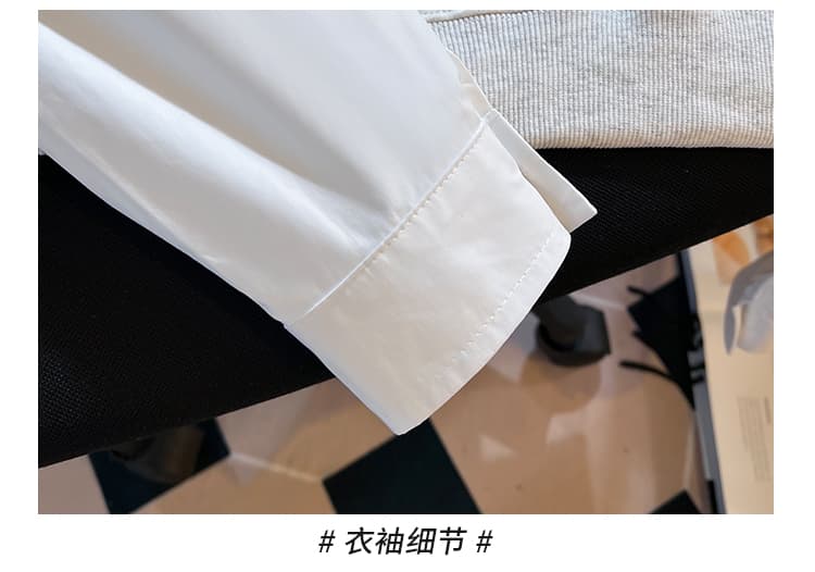 실사 2026 학원 스타일 페이크 레이어드 넥타이 후드티 블라우스 패치워크 루즈핏 슬림해 보이는 작은 키 맨위 상세 이미지 24