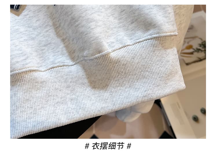 실사 한 부서 스트라이프 넥타이 polo 후드티 레트로 마 회색 루즈핏 느긋한 학생 다용도 가을 긴 소매 셔츠 상세 이미지 31
