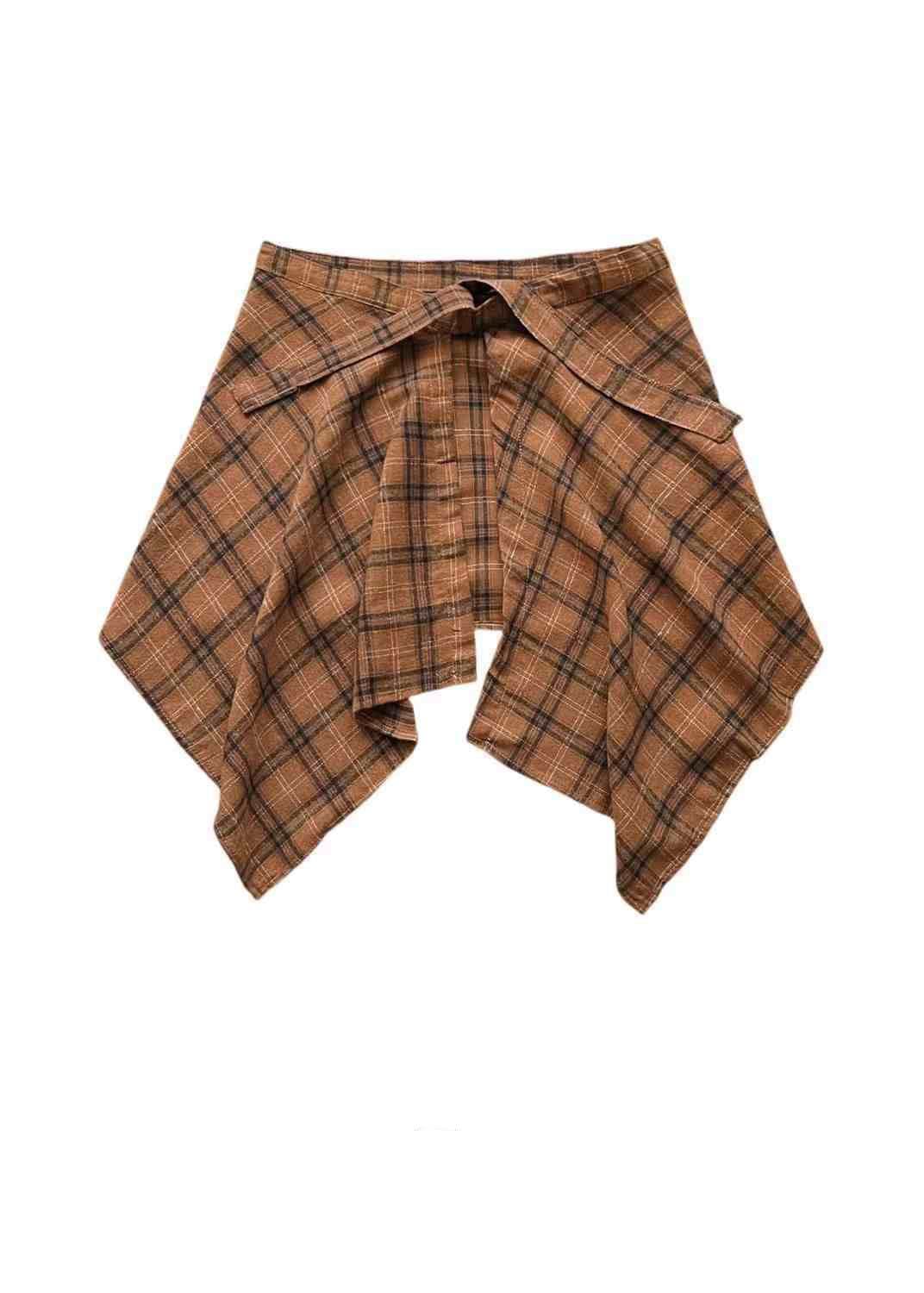 셔츠 후드티 티셔츠 재킷 스택 착용 유물 체크무늬 랩스커트팬츠 남자 하나 슬라이스 레이스업 숨기기 고기 반신 스커트 여성 언더 상세 이미지 11