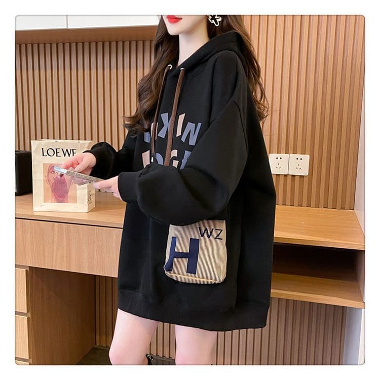 흔들어서 톤 품질 순수한 Mianhua 면 복잡한 우유 실크 이후 패키지 칼라 얇은 스타일 루즈핏 주머니 후드티 상세 이미지 11