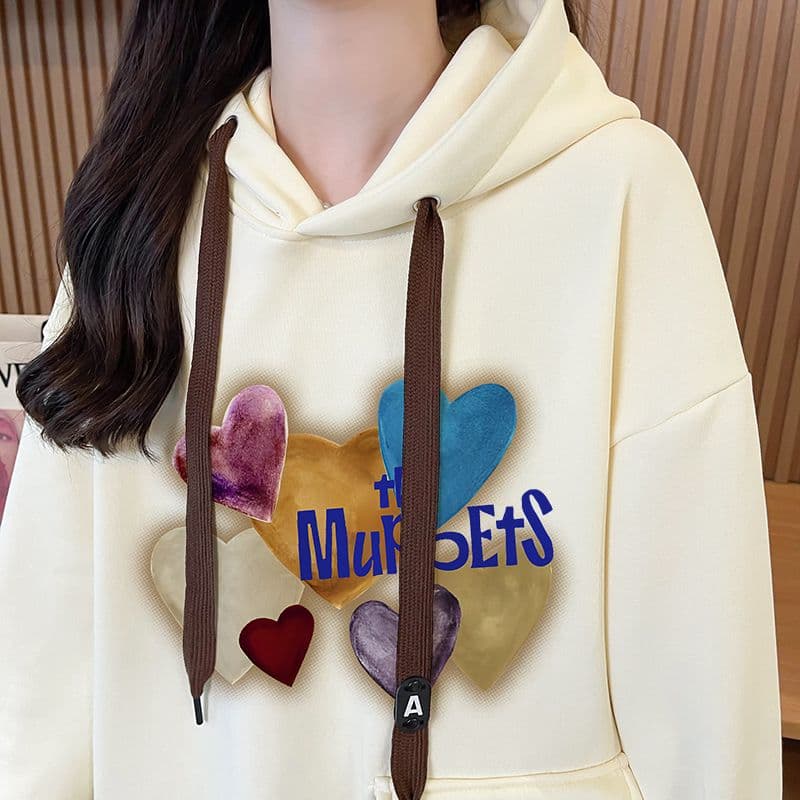 실사 정가 순수한 Mianhua 면 복잡한 우유 실크 이후 패키지 칼라 얇은 스타일 루즈핏 프린트 주머니 후드티 상세 이미지 11