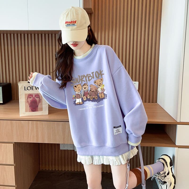 실사 정가 순수한 Mianhua 면 복합 우유 실크 이후 패키지 칼라 양모 패치워크 패션 후드티 상세 이미지 4