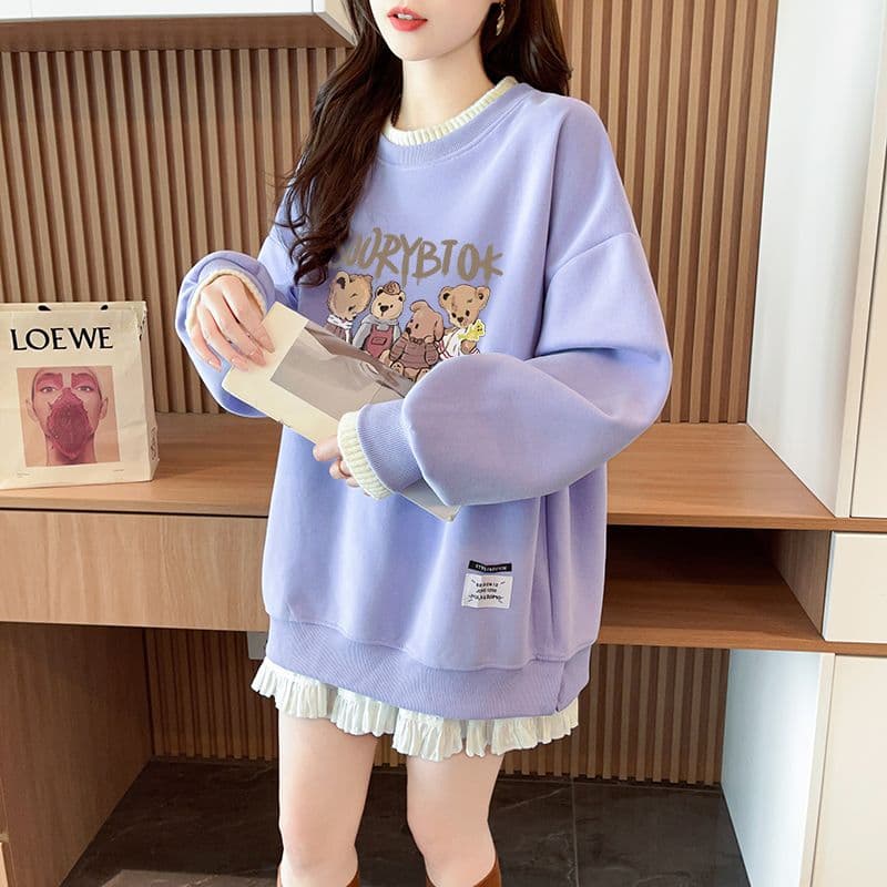 실사 정가 순수한 Mianhua 면 복합 우유 실크 이후 패키지 칼라 양모 패치워크 패션 후드티 상세 이미지 5