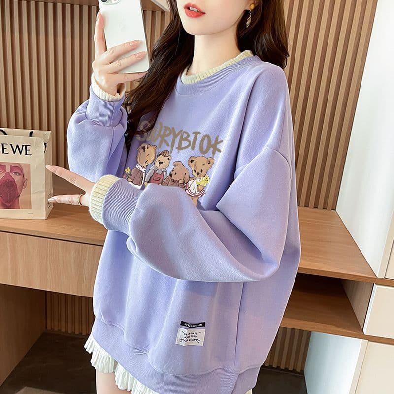 실사 정가 순수한 Mianhua 면 복합 우유 실크 이후 패키지 칼라 양모 패치워크 패션 후드티 상세 이미지 7