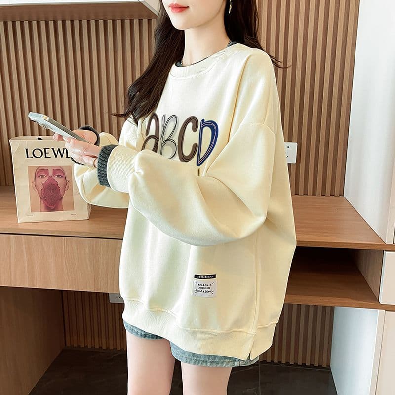 실사 정가 순수한 Mianhua 면 복합 우유 실크 이후 패키지 칼라 양모 패치워크 패션 후드티 상세 이미지 3
