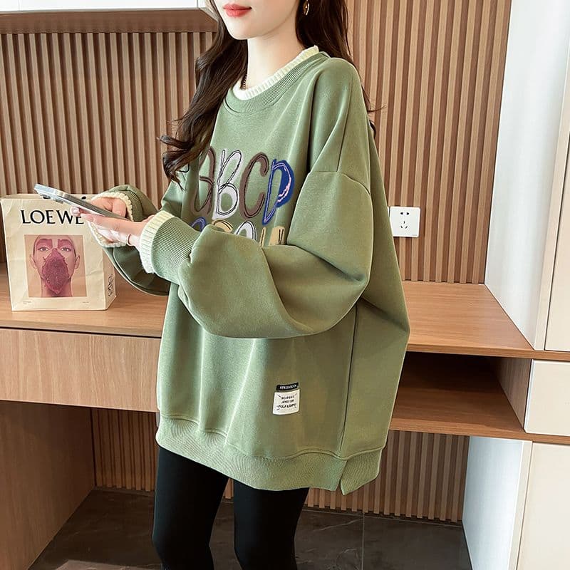 실사 정가 순수한 Mianhua 면 복합 우유 실크 이후 패키지 칼라 양모 패치워크 패션 후드티 상세 이미지 13