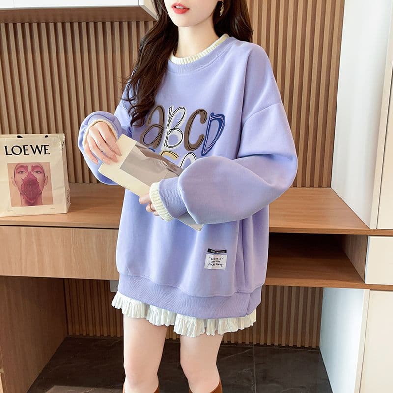실사 정가 순수한 Mianhua 면 복합 우유 실크 이후 패키지 칼라 양모 패치워크 패션 후드티 상세 이미지 17