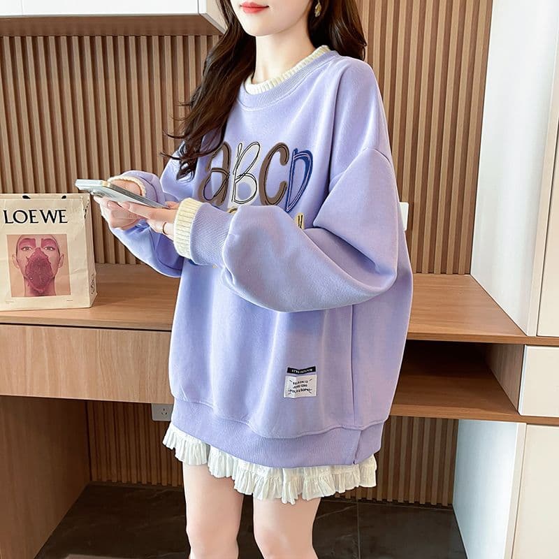 실사 정가 순수한 Mianhua 면 복합 우유 실크 이후 패키지 칼라 양모 패치워크 패션 후드티 상세 이미지 18