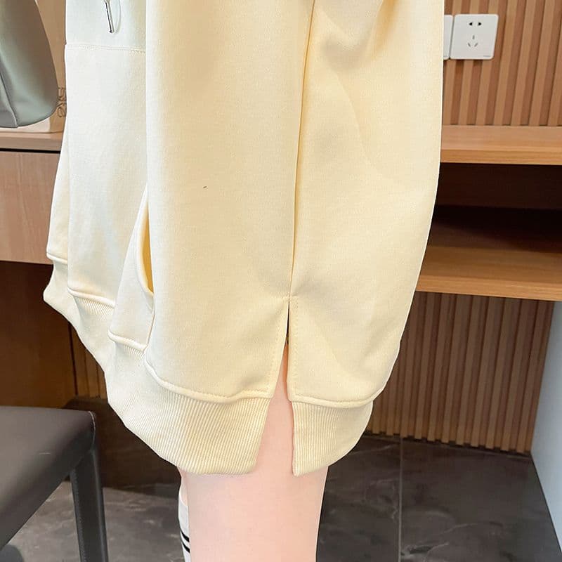 실사 정가 순수한 Mianhua 면 복잡한 우유 실크 이후 패키지 칼라 후드 트임 주머니 후드티 재킷 상세 이미지 12