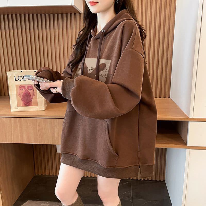 실사 정가 순수한 Mianhua 면 복잡한 우유 실크 이후 패키지 칼라 후드 트임 주머니 후드티 재킷 상세 이미지 19