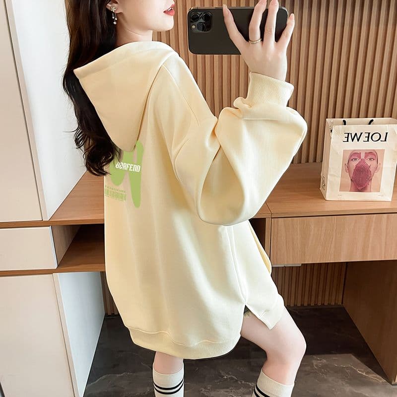 실사 정가 순수한 Mianhua 면 복잡한 우유 실크 이후 패키지 칼라 후드 트임 주머니 후드티 재킷 상세 이미지 10