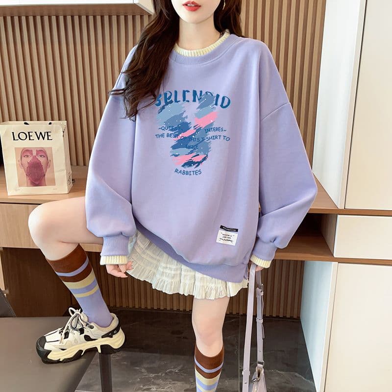 실사 정가 순수한 Mianhua 면 복합 우유 실크 이후 패키지 칼라 양모 패치워크 패션 후드티 이미지 2