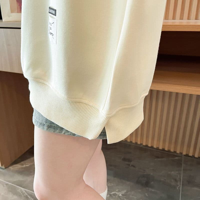 실사 정가 순수한 Mianhua 면 복합 우유 실크 이후 패키지 칼라 양모 패치워크 패션 후드티 상세 이미지 3