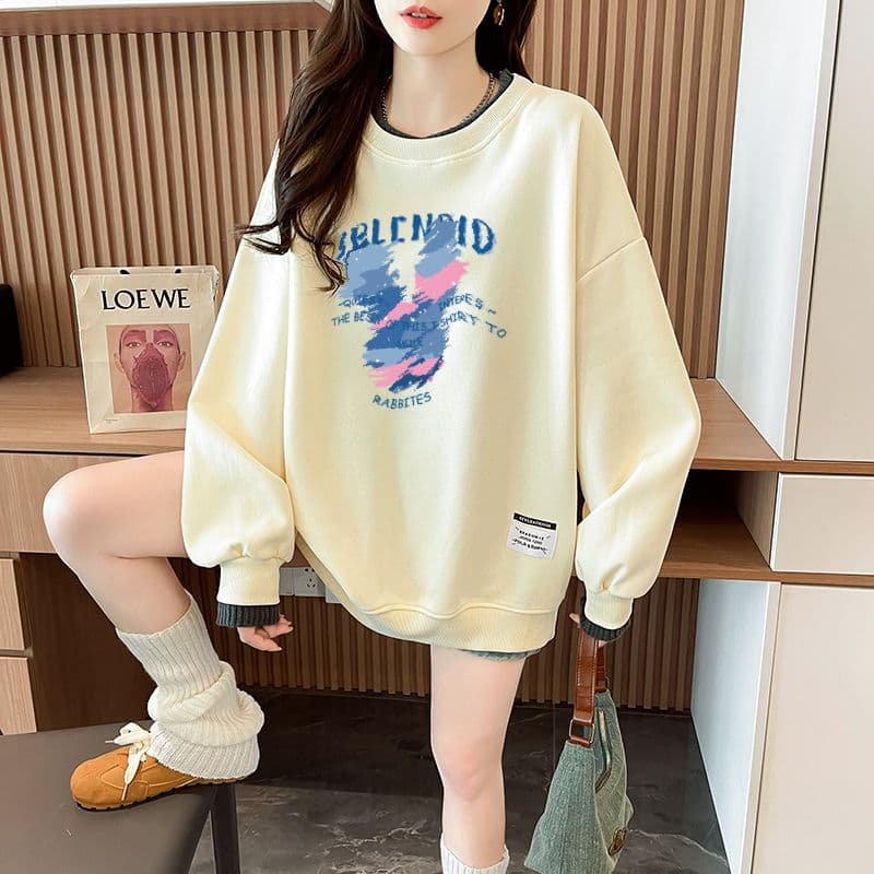 실사 정가 순수한 Mianhua 면 복합 우유 실크 이후 패키지 칼라 양모 패치워크 패션 후드티 상세 이미지 4
