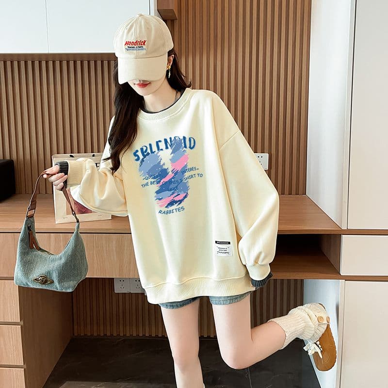 실사 정가 순수한 Mianhua 면 복합 우유 실크 이후 패키지 칼라 양모 패치워크 패션 후드티 상세 이미지 6
