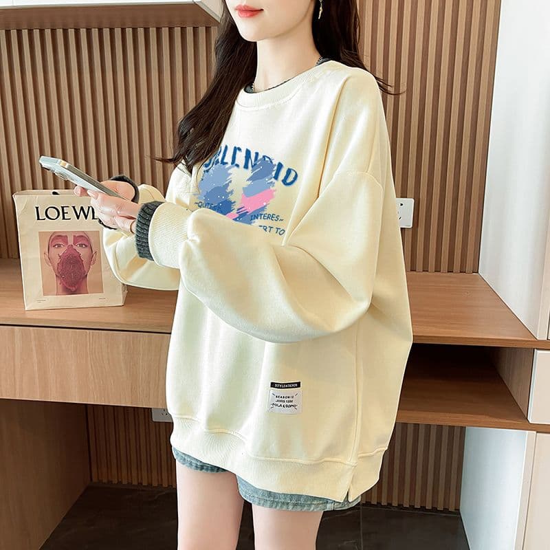 실사 정가 순수한 Mianhua 면 복합 우유 실크 이후 패키지 칼라 양모 패치워크 패션 후드티 상세 이미지 7
